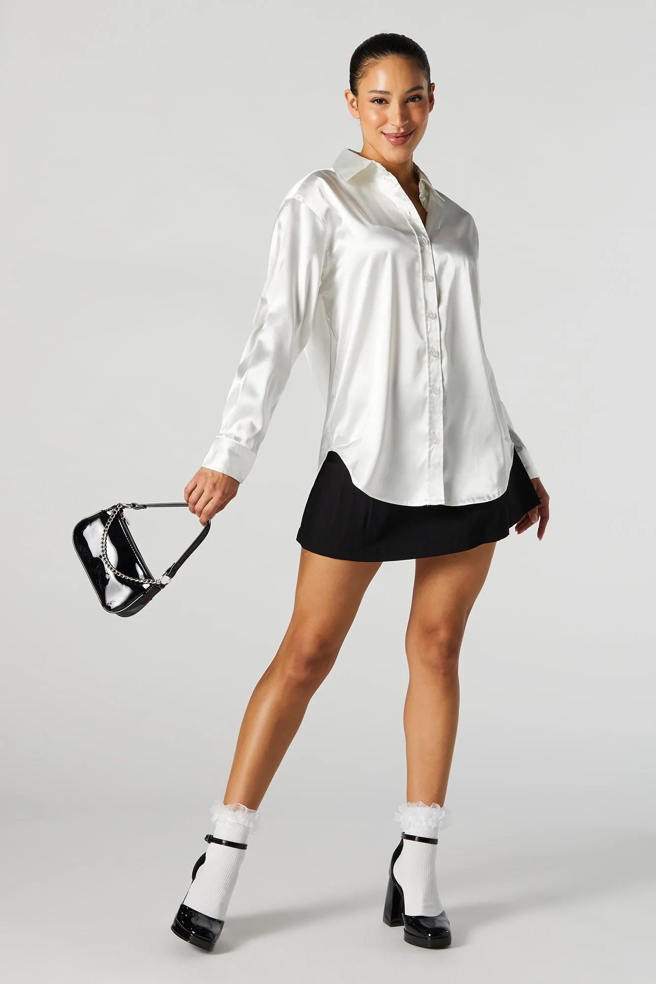 Satin Button-Up Top sold by Urban Planet product image thumbnail 3