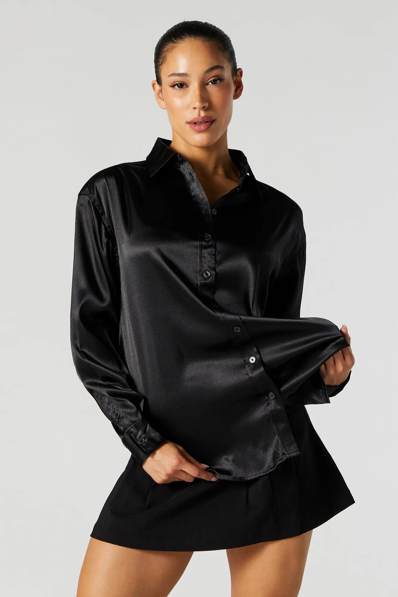 Satin Button-Up Top sold by Urban Planet product image thumbnail 4