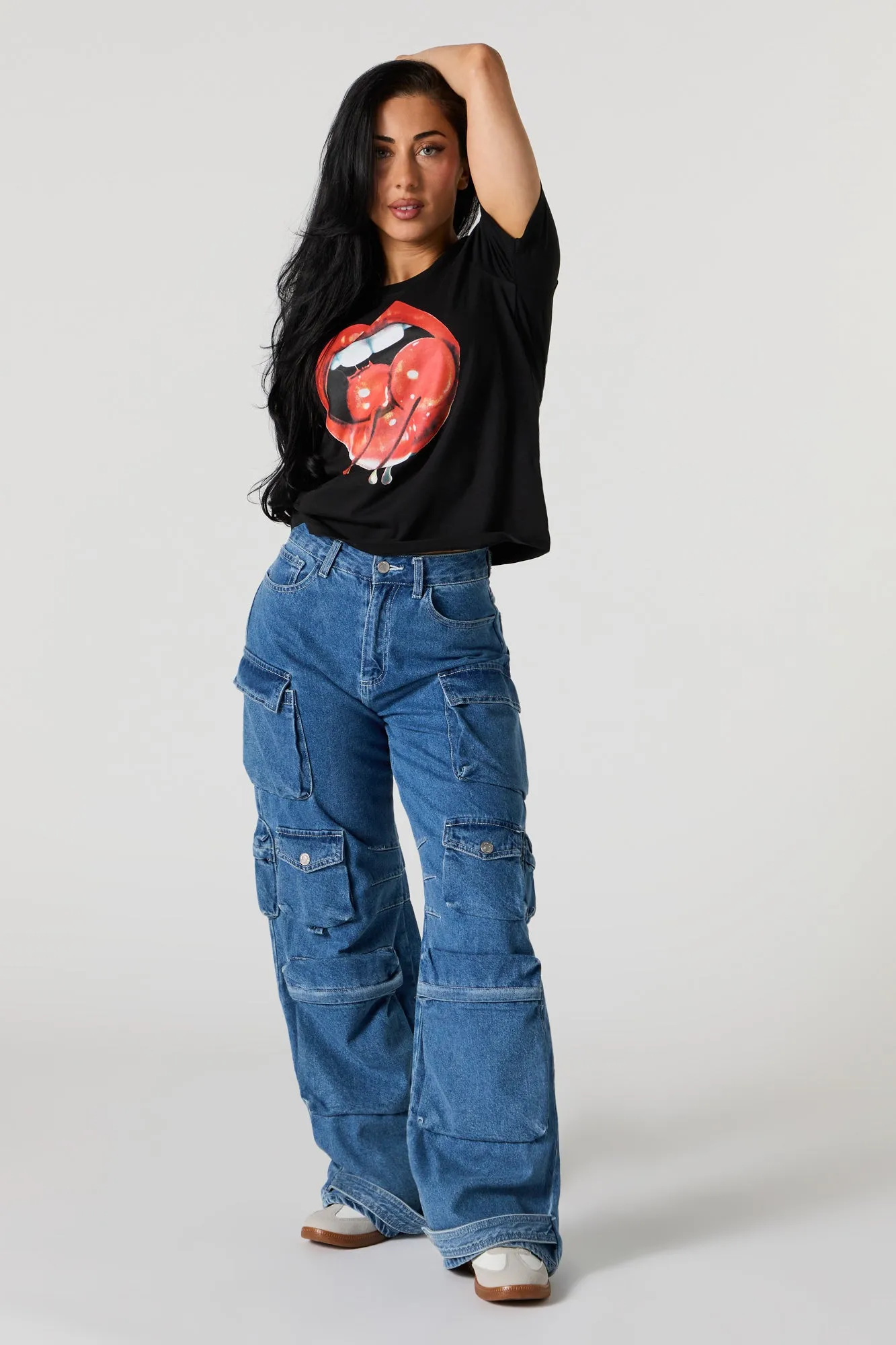 Cherry Lips Graphic T-Shirt sold by Urban Planet product image thumbnail 2