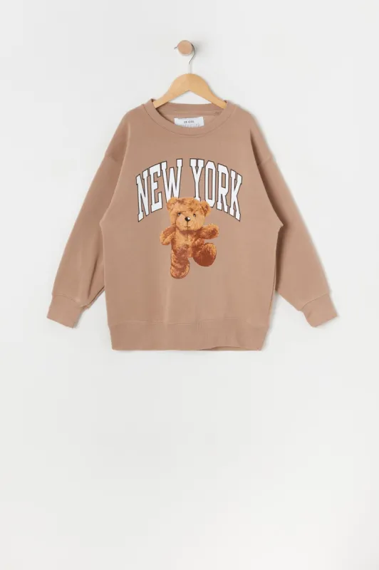 Girls Fleece Oversized Teddy Bear Graphic Sweatshirt sold by Urban Planet