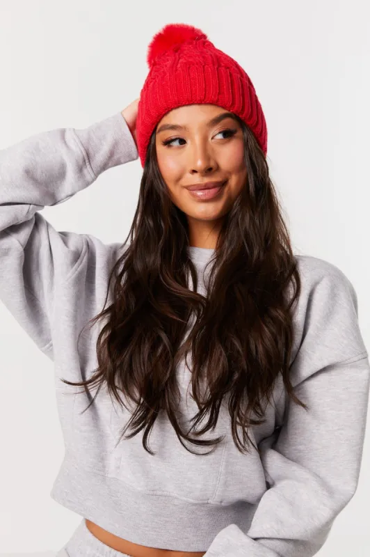 Cable Knit Hat with Pom Pom sold by Urban Planet