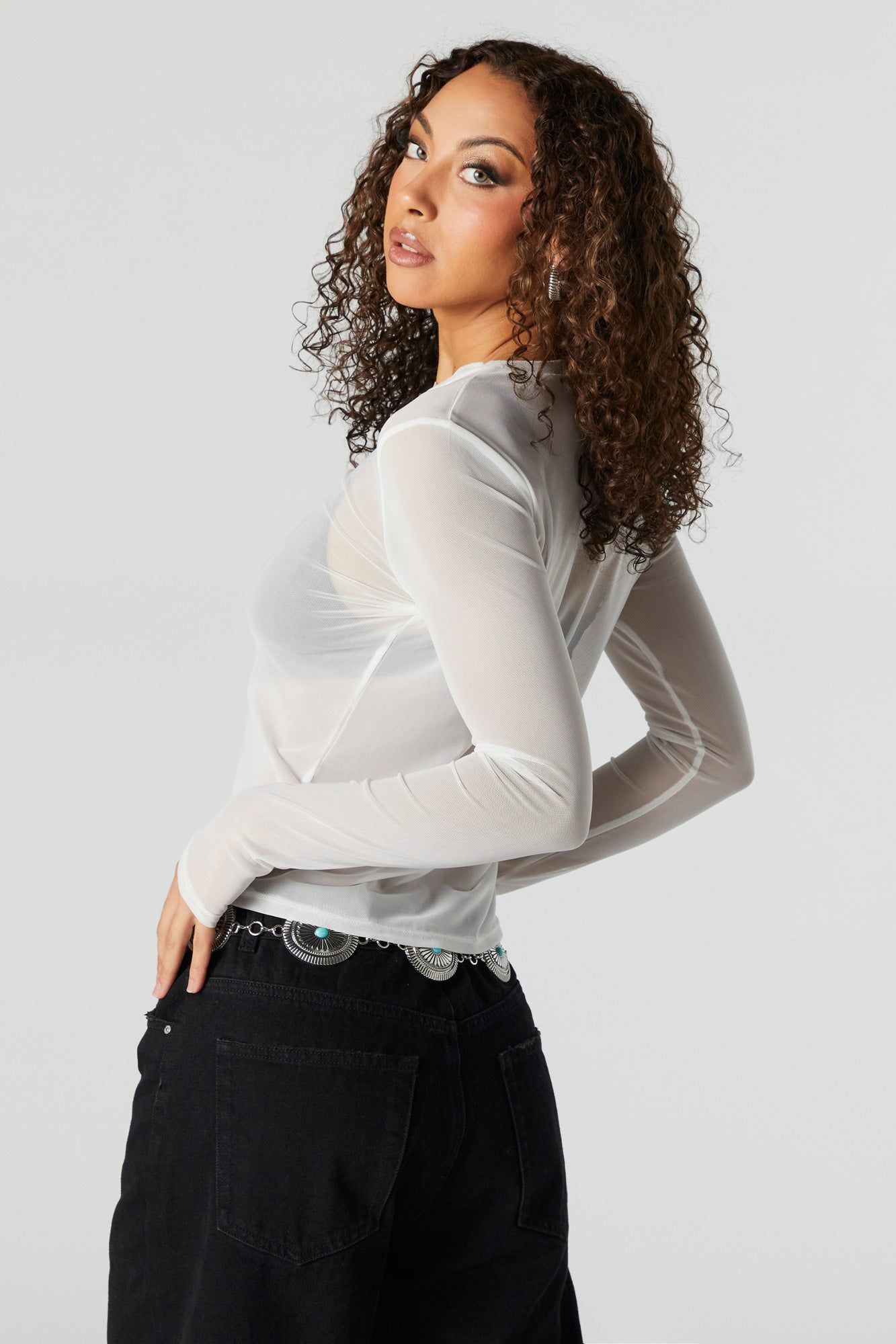 Mesh Long Sleeve Top sold by Urban Planet product image thumbnail 5