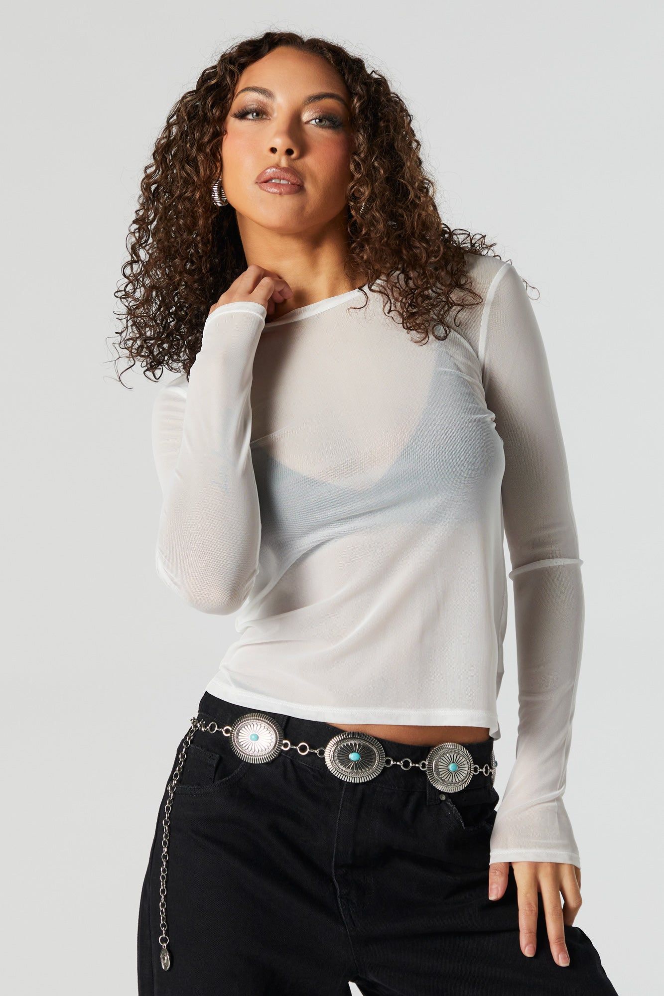 Mesh Long Sleeve Top sold by Urban Planet product image thumbnail 4