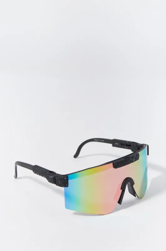 Paint Splatter Soft Touch Shield Sunglasses sold by Urban Planet