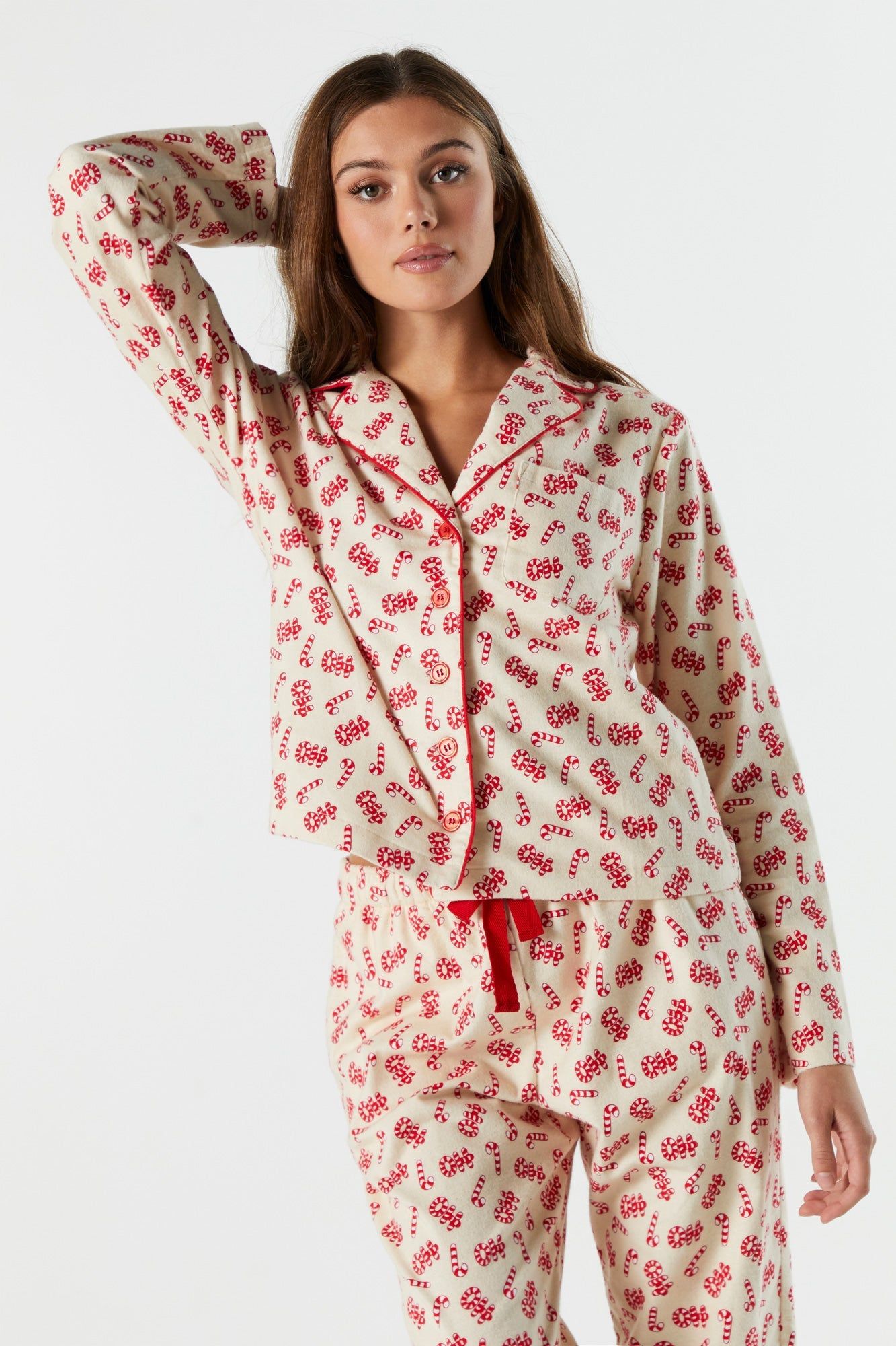 Printed Flannel Long Sleeve Pajama Top sold by Urban Planet