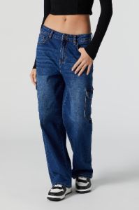 Jean cargo délavé foncé sold by Urban Planet