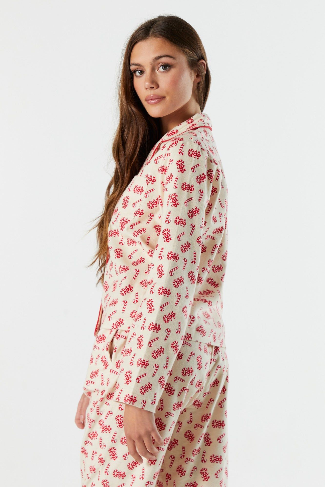 Printed Flannel Long Sleeve Pajama Top sold by Urban Planet product image thumbnail 2