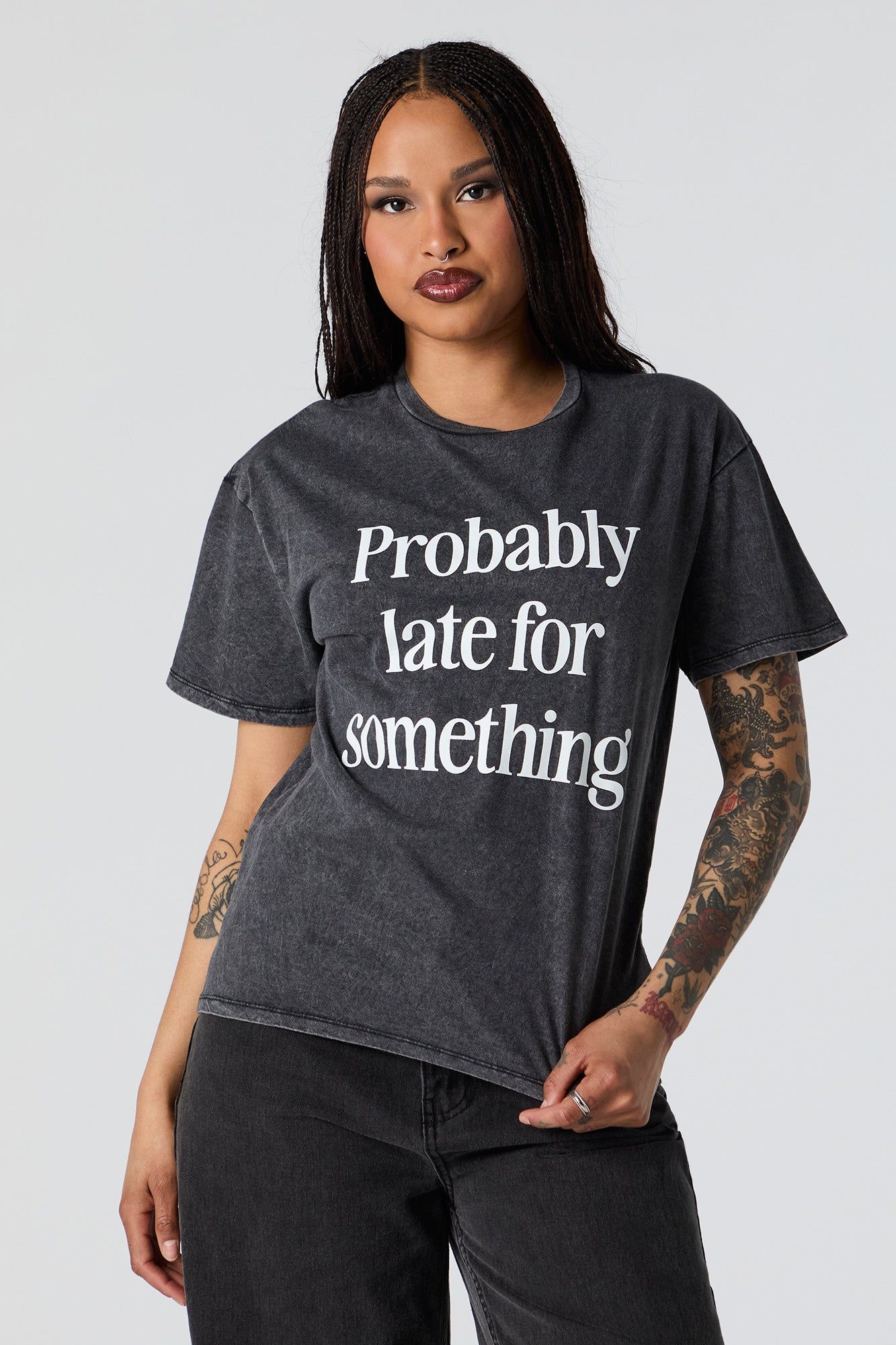Probably Late Graphic Washed Boyfriend T-Shirt sold by Urban Planet product image thumbnail 2