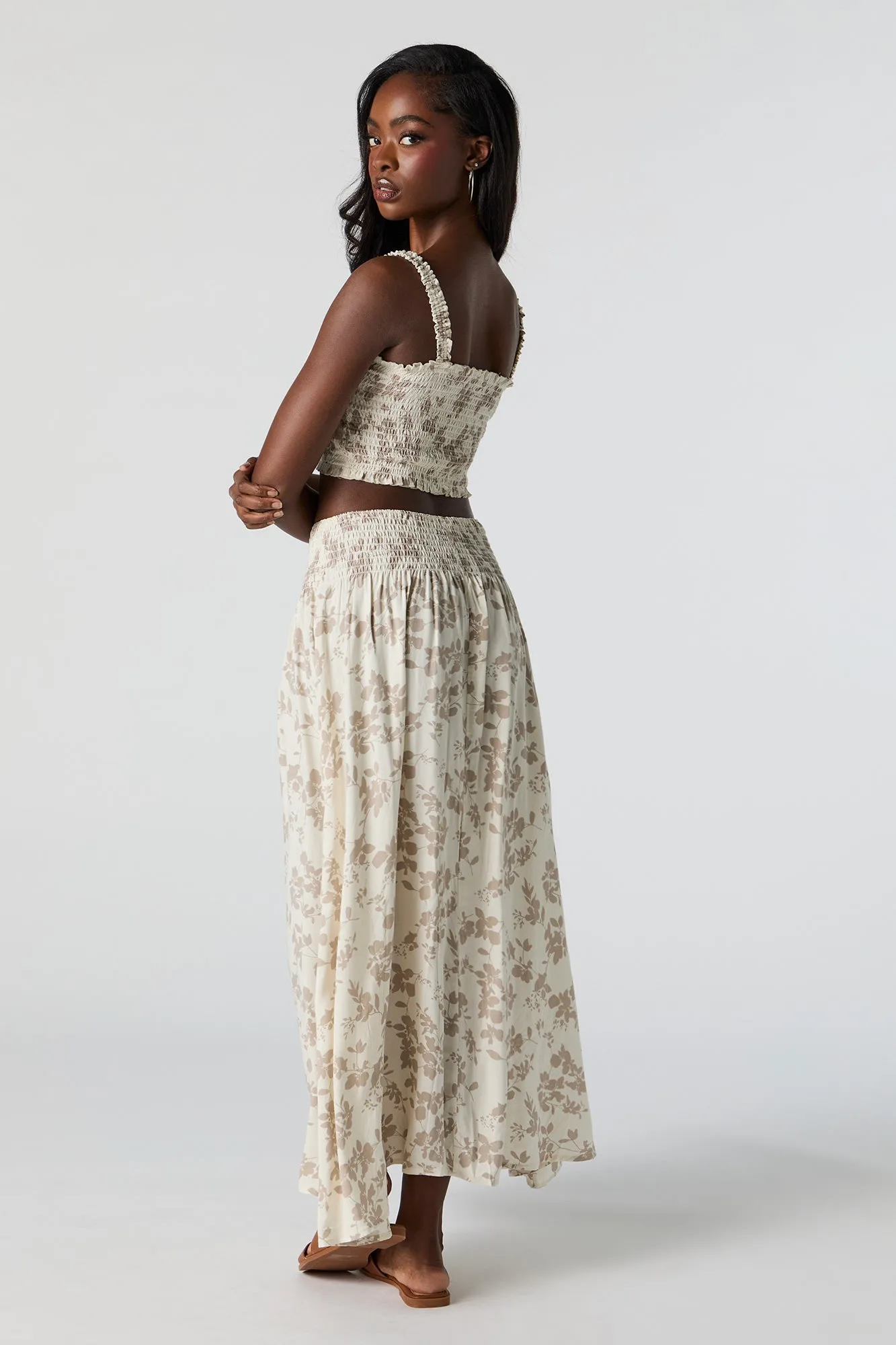 White Floral Buttoned Maxi Skirt sold by Urban Planet product image thumbnail 4