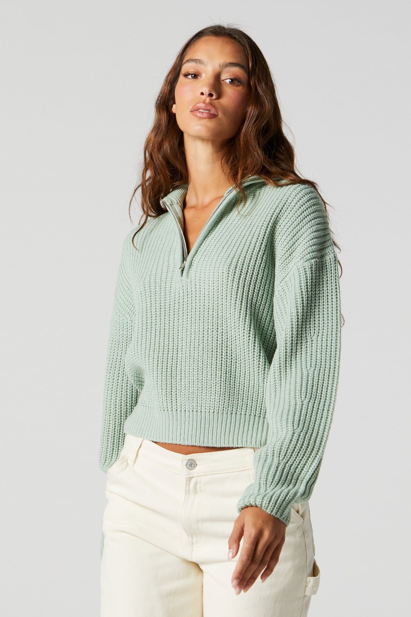 Chandail en tricot avec quart de fermeture à glissière sold by Urban Planet product image thumbnail 4