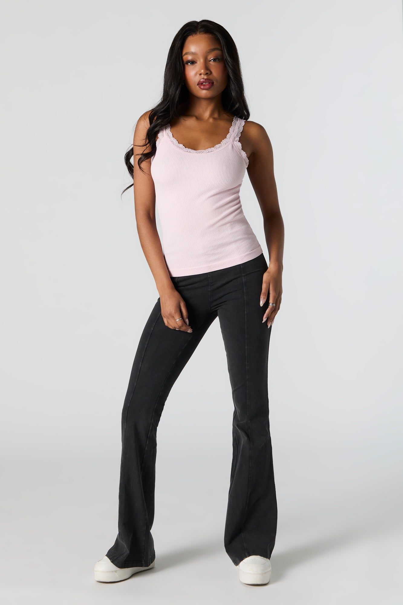 Seamless Scoop Neck Lace Trim Tank sold by Urban Planet product image thumbnail 3