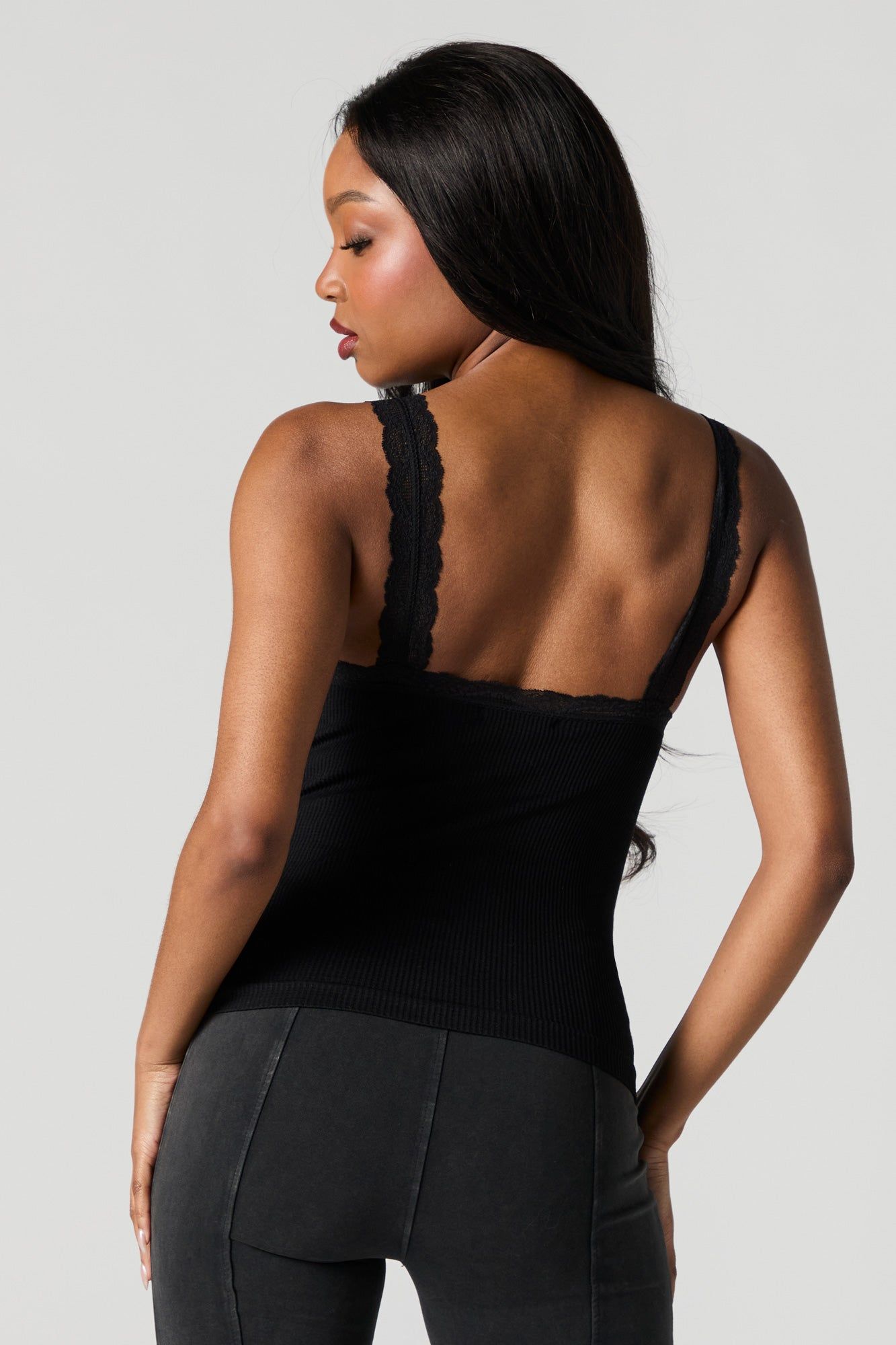 Seamless Scoop Neck Lace Trim Tank sold by Urban Planet product image thumbnail 5