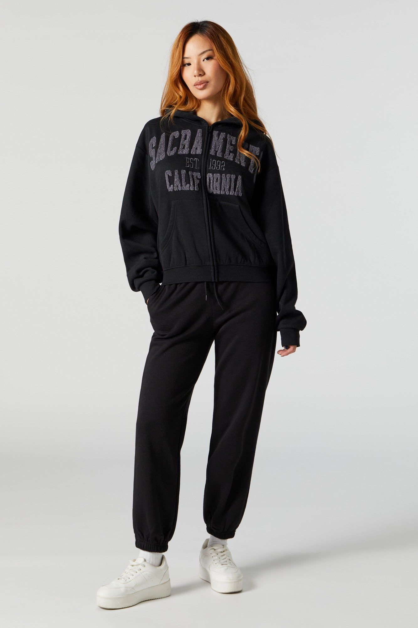 Chenille Embroidered Sacramento Zip-Up Hoodie sold by Urban Planet product image thumbnail 3