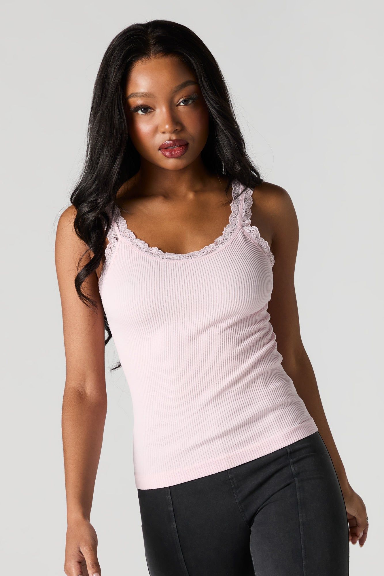 Seamless Scoop Neck Lace Trim Tank sold by Urban Planet