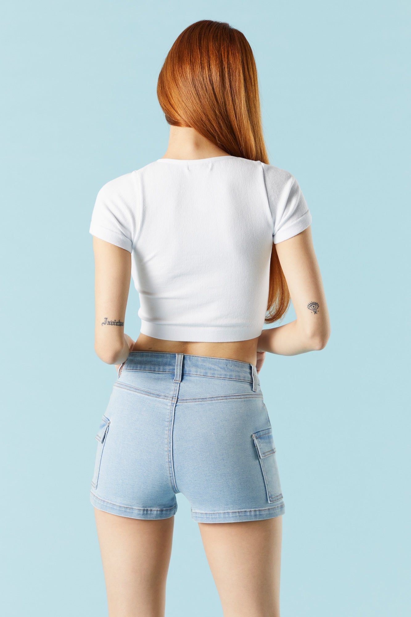 Light Wash Denim Cargo Short sold by Urban Planet product image thumbnail 2