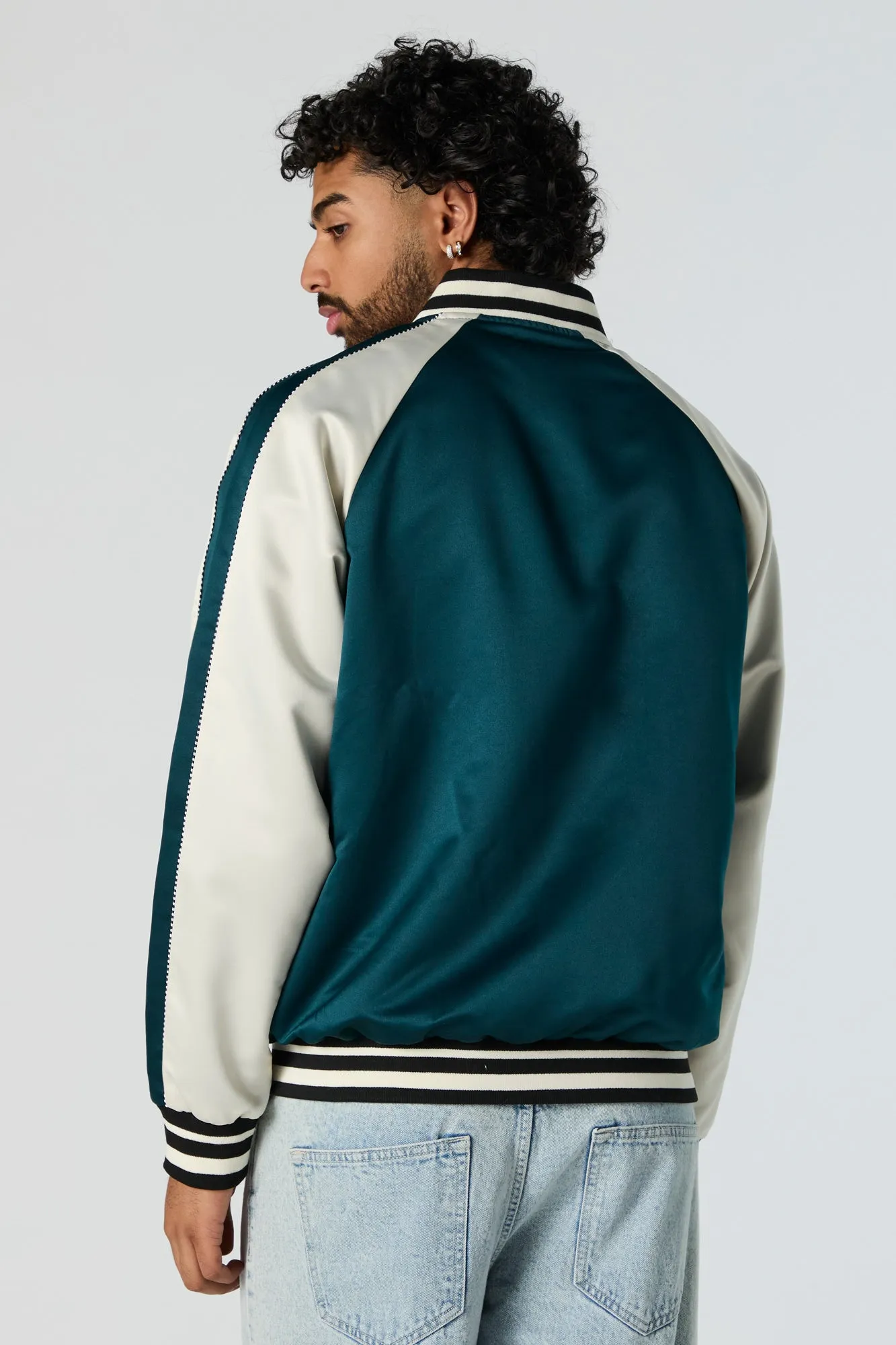 Satin Embroidered Bomber Jacket sold by Urban Planet product image thumbnail 5