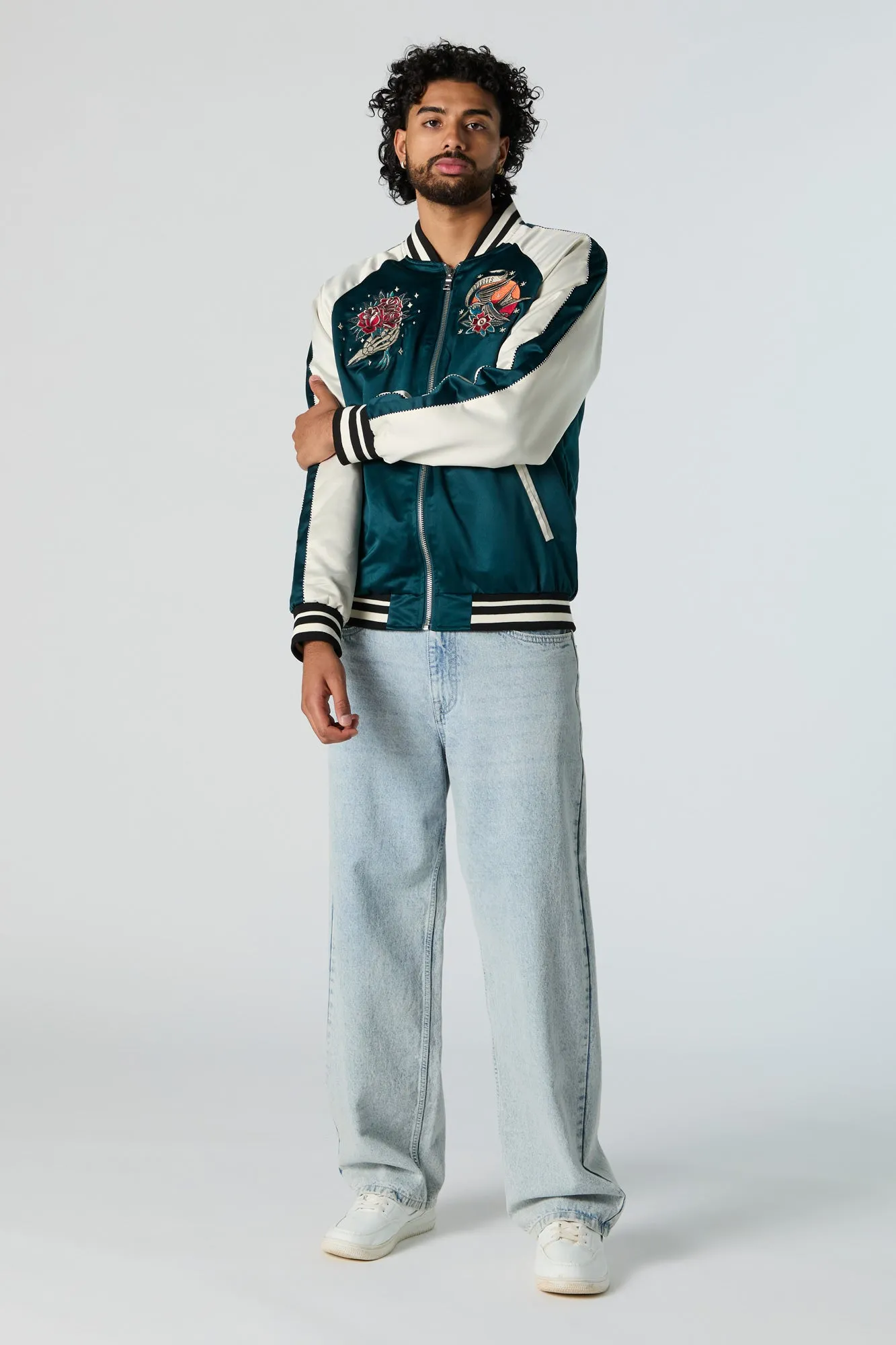 Satin Embroidered Bomber Jacket sold by Urban Planet product image thumbnail 4