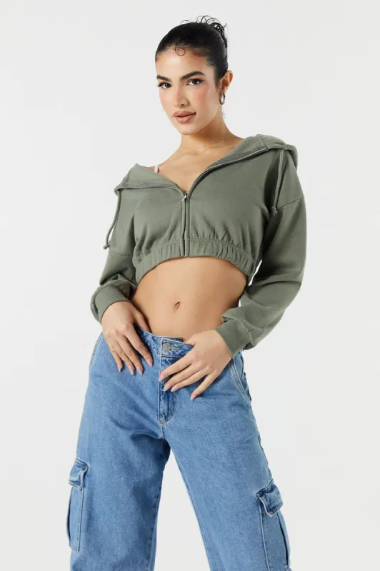 Cropped Zip-Up Hoodie sold by Urban Planet