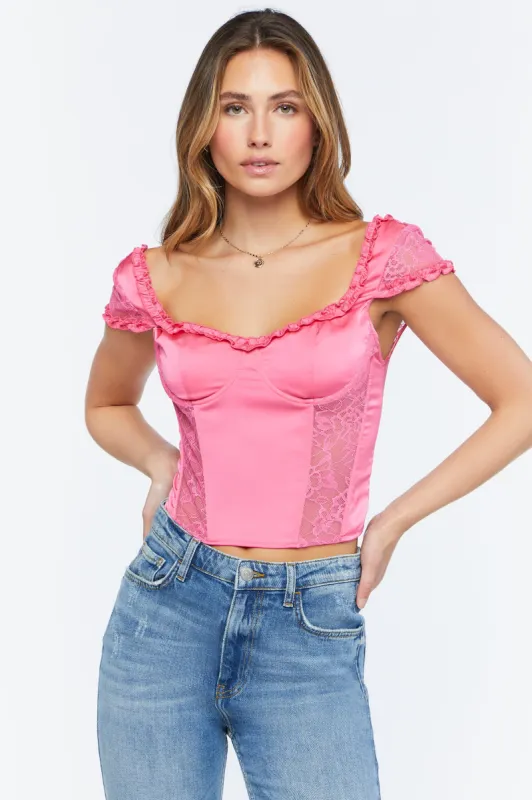Satin Lace Bustier Top sold by Urban Planet
