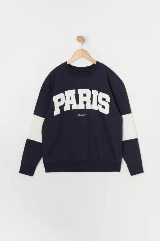 Boys Paris Graphic Colourblock Fleece Sweatshirt sold by Urban Planet