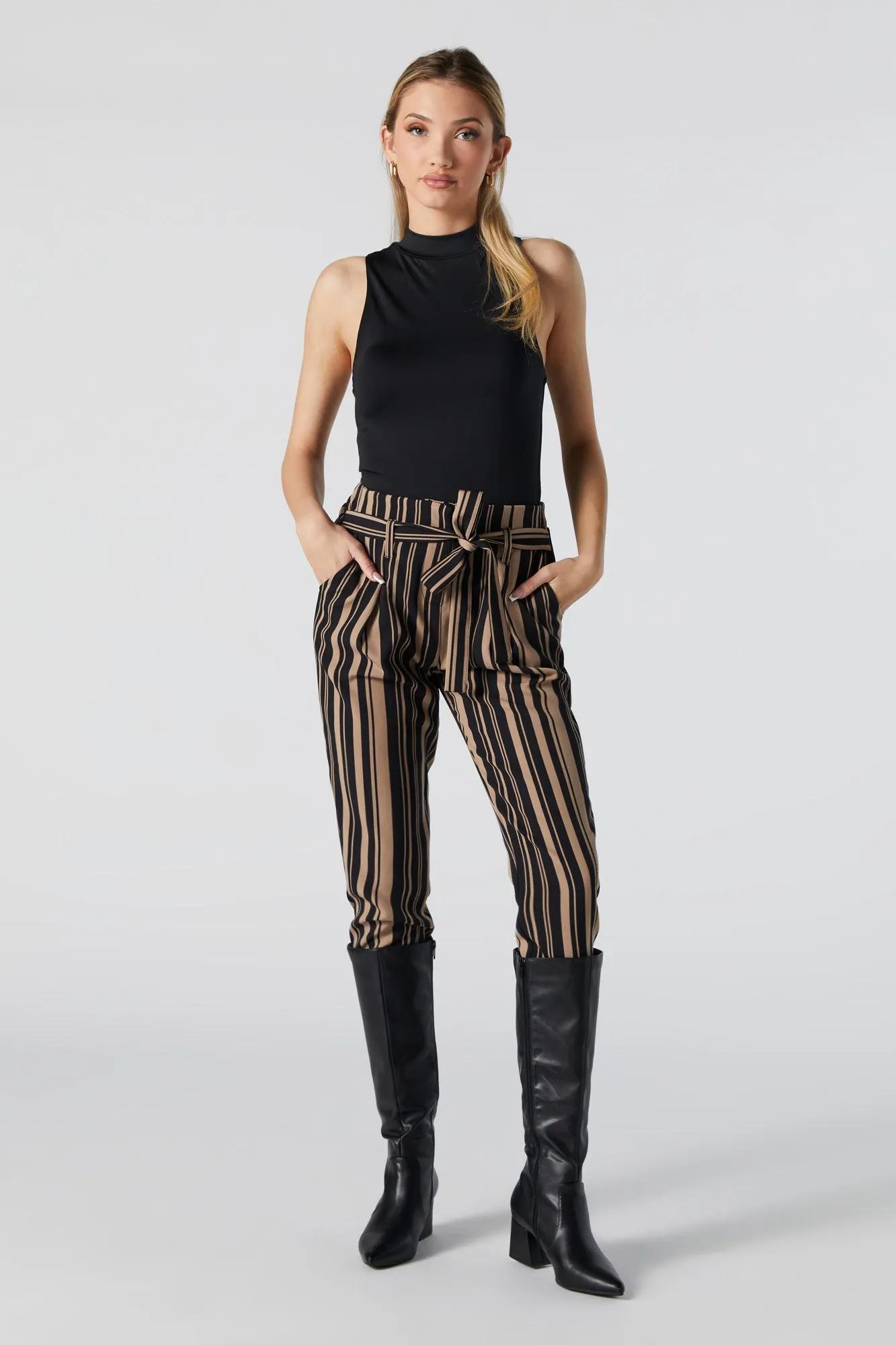 Pantalon Rayé à taille haute roulée sold by Urban Planet product image thumbnail 4