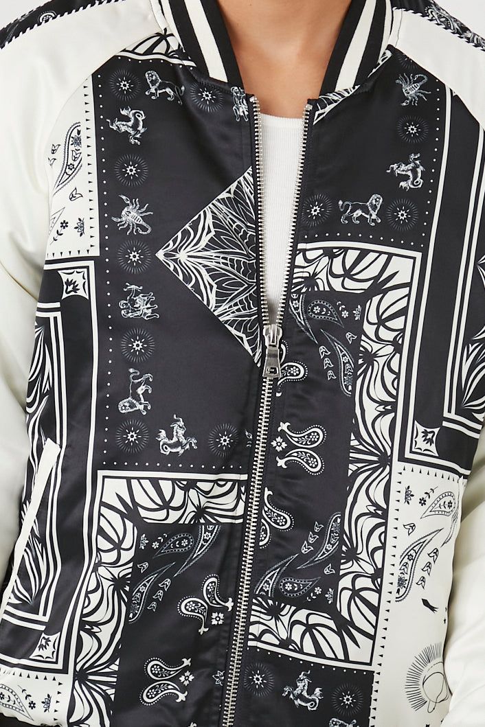 Blouson aviateur en satin avec motif cachemire et blocs de couleurs sold by Urban Planet product image thumbnail 3