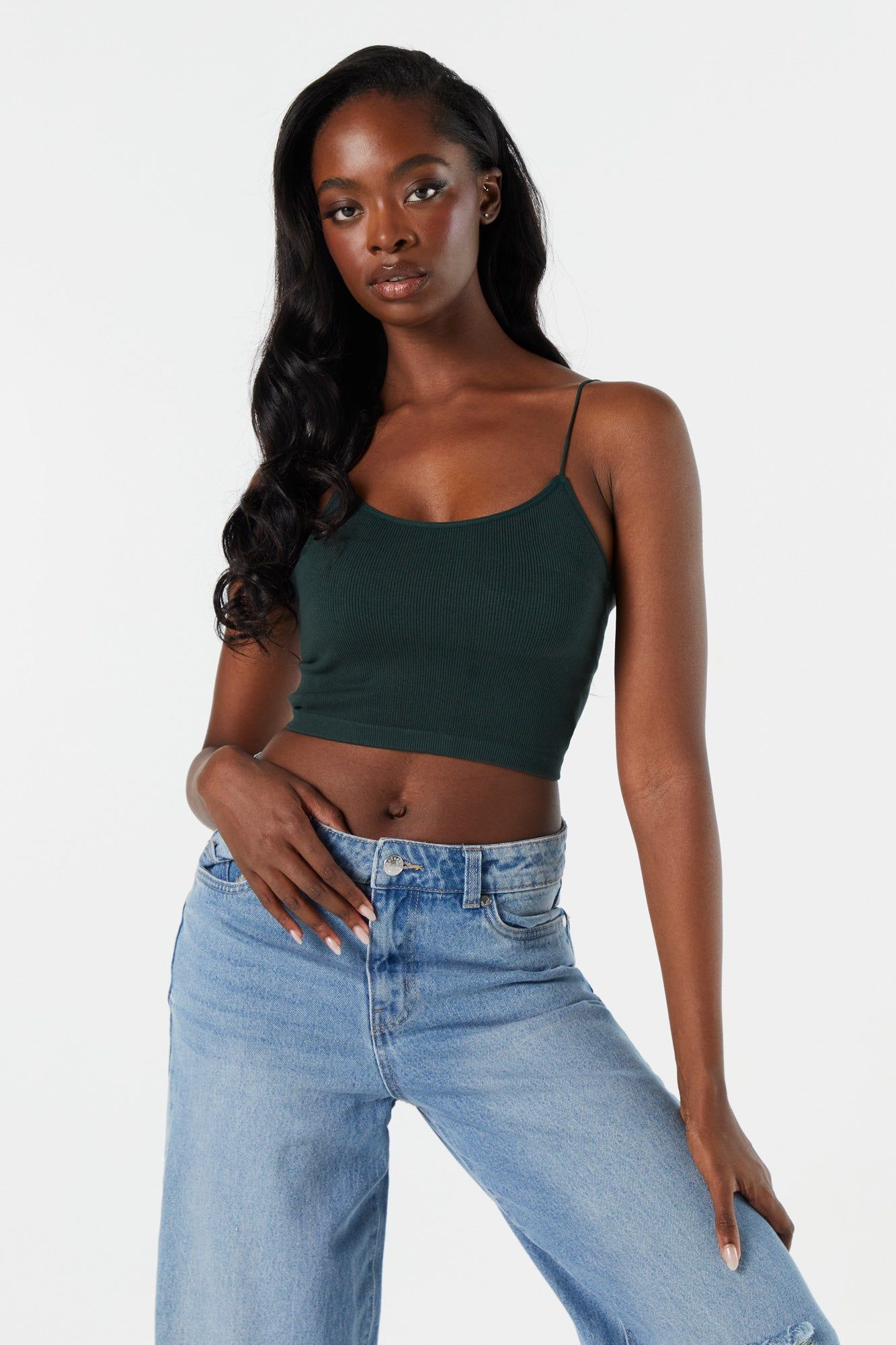 Coloured Seamless Ribbed Bungee Cami sold by Urban Planet product image thumbnail 4