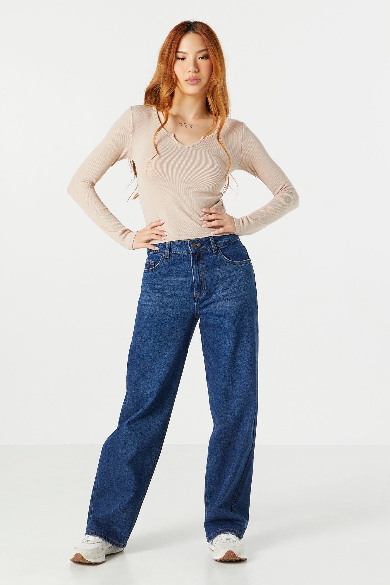 Haut cranté côtelé à manches longues uni sold by Urban Planet product image thumbnail 3