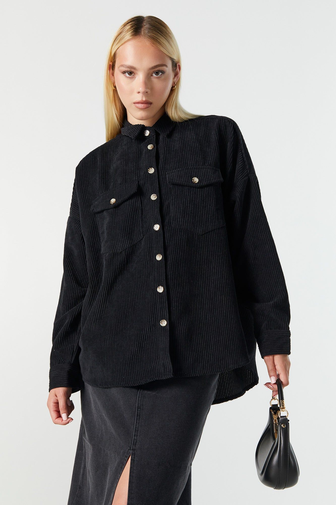 Oversized Corduroy Button-Up Top sold by Urban Planet product image thumbnail 4
