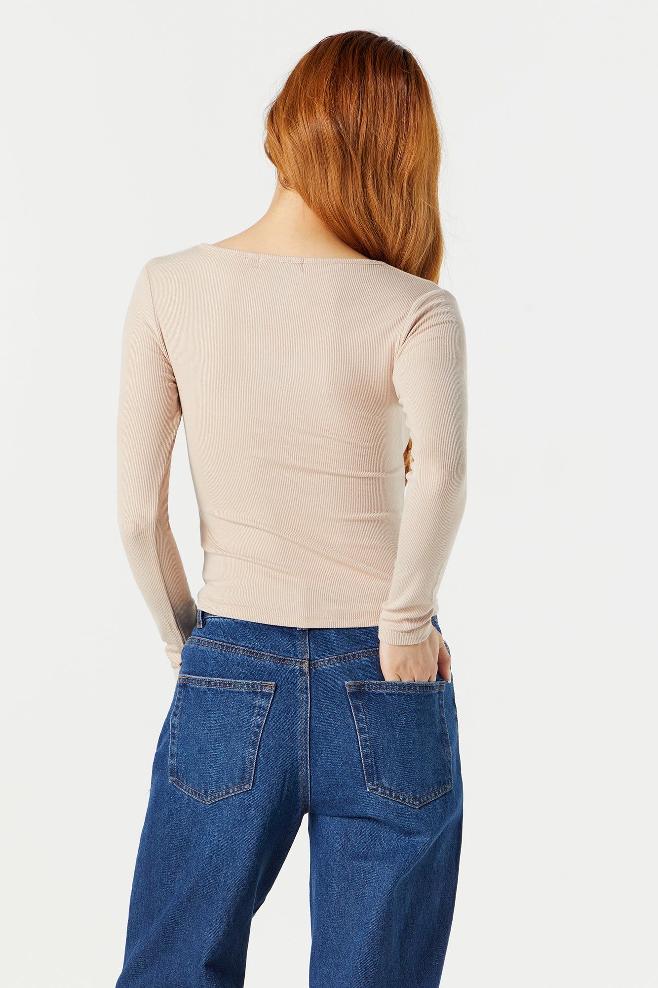 Haut cranté côtelé à manches longues uni sold by Urban Planet product image thumbnail 2