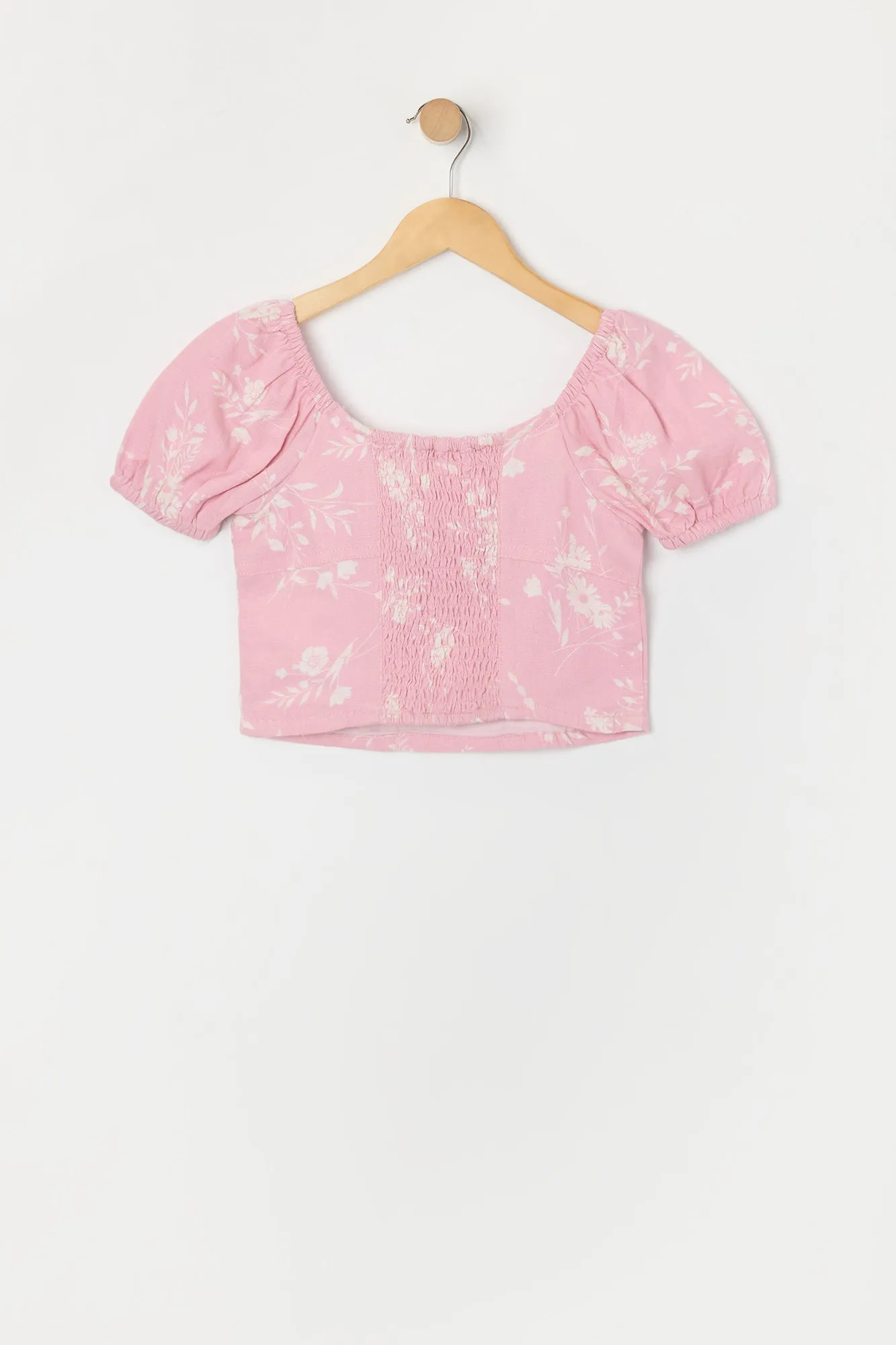 Girls Linen Floral Print Puff Sleeve Top sold by Urban Planet product image thumbnail 2
