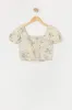 Girls Linen Floral Print Puff Sleeve Top sold by Urban Planet