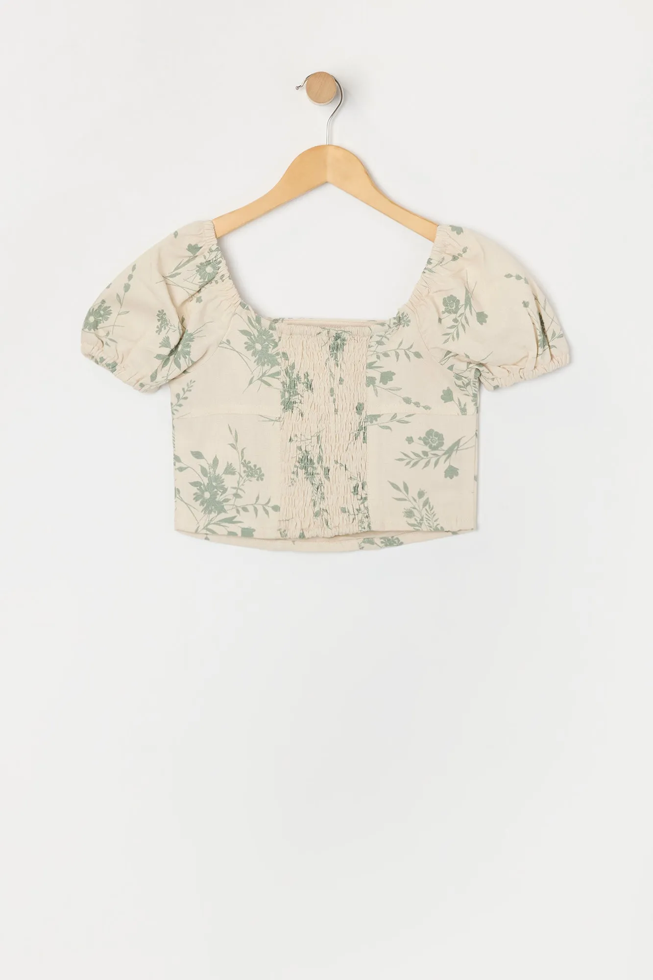 Girls Linen Floral Print Puff Sleeve Top sold by Urban Planet product image thumbnail 4