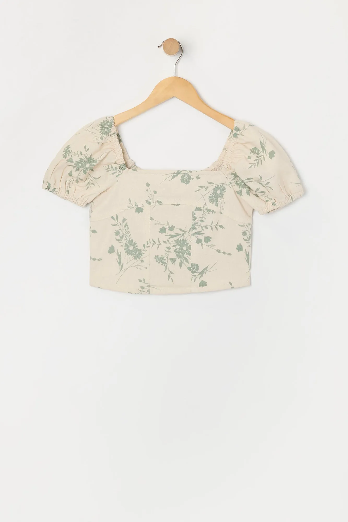 Girls Linen Floral Print Puff Sleeve Top sold by Urban Planet product image thumbnail 3
