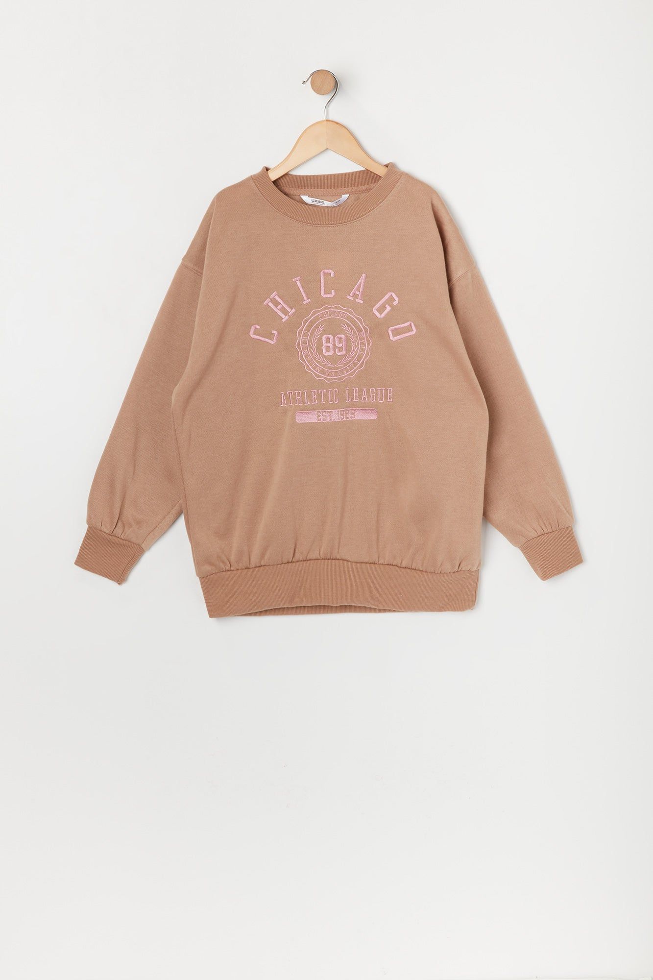 Girls Oversized Chicago Embroidered Sweatshirt sold by Urban Planet