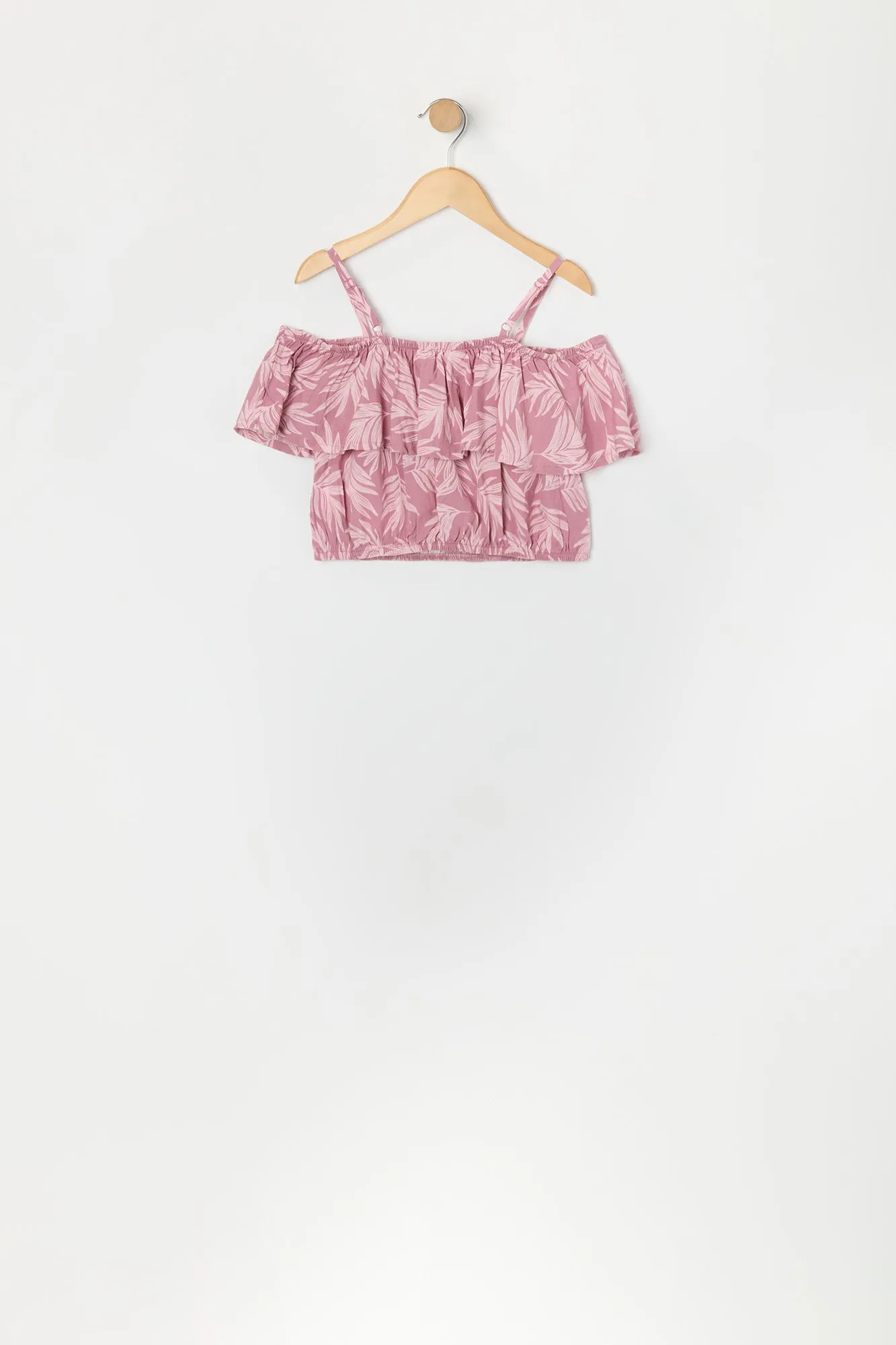 Haut volanté avec épaules dénudées et motif de feuilles pour fille sold by Urban Planet product image thumbnail 2