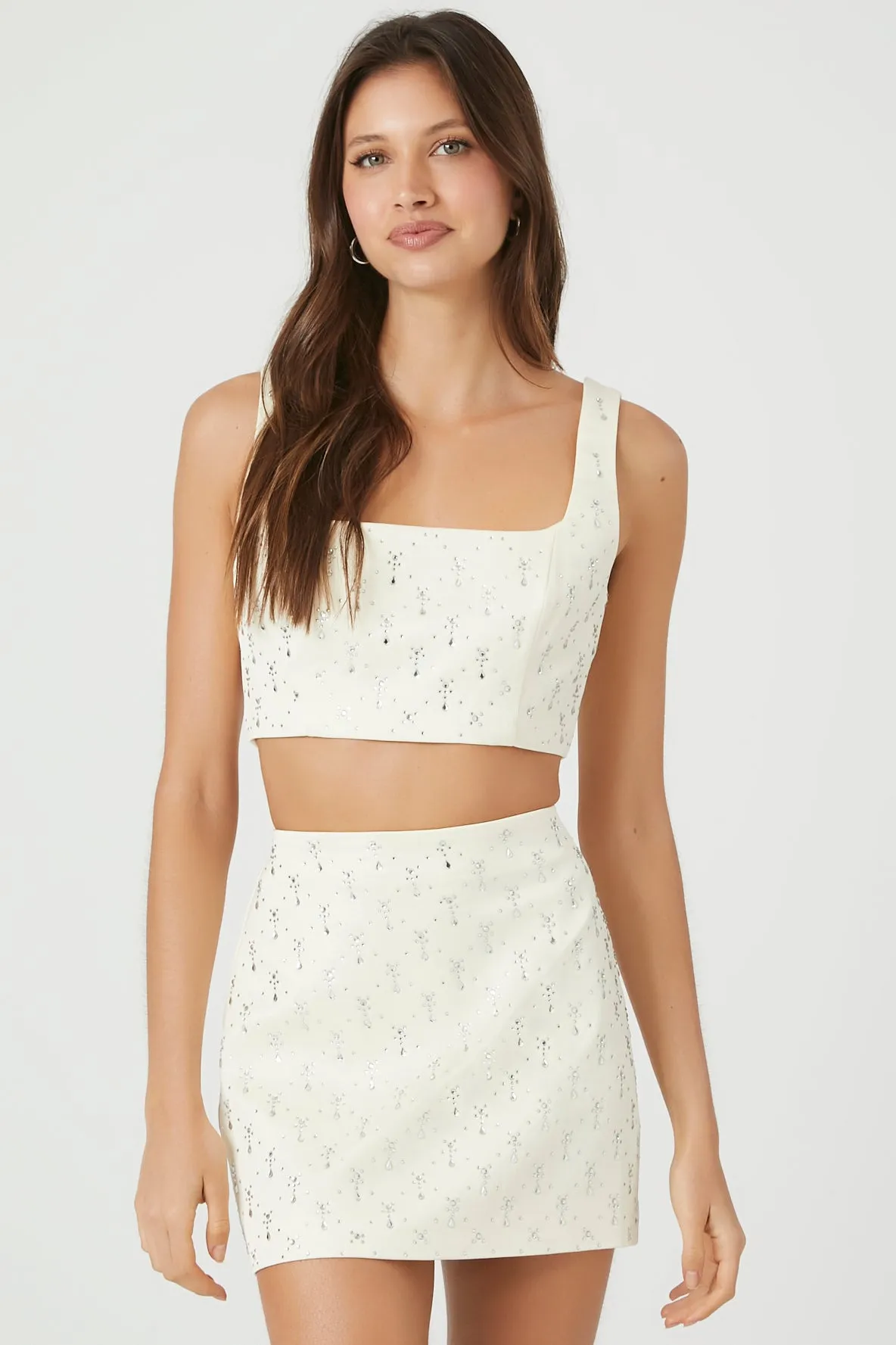 Rhinestone Satin Mini Skirt sold by Urban Planet