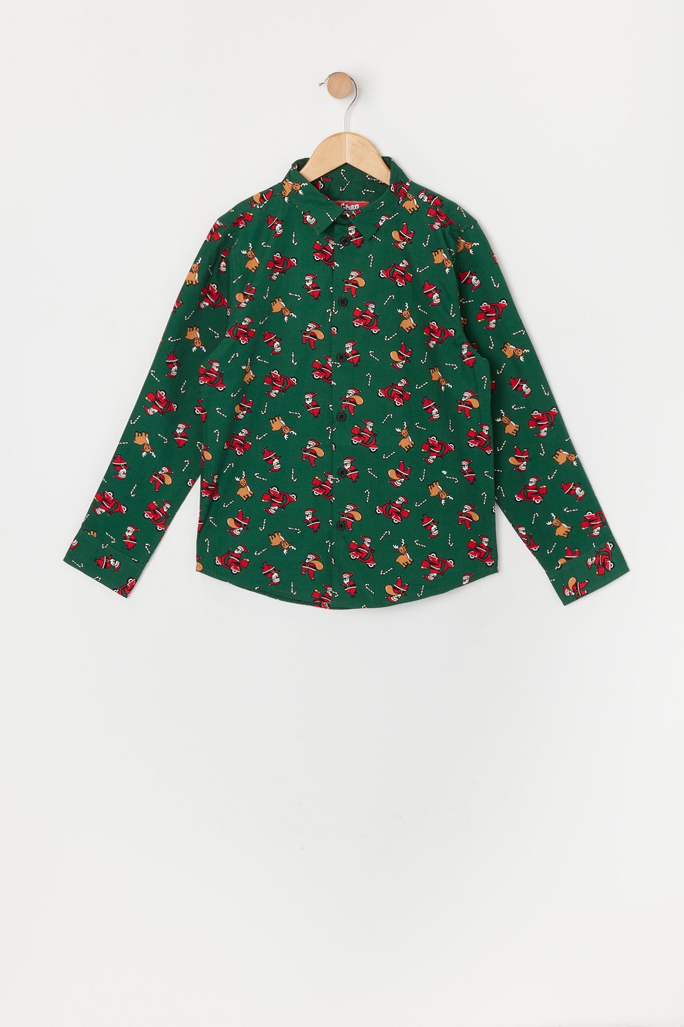 Boys Santa Print Button-Up Top sold by Urban Planet