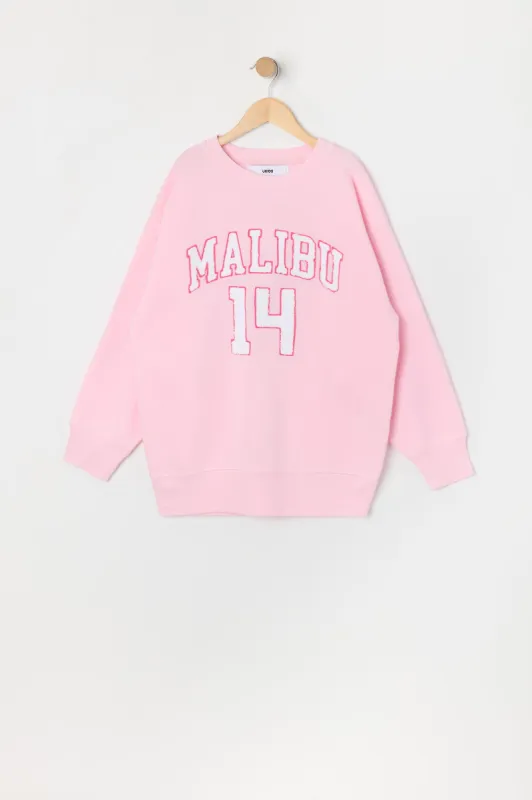 Chandail surdimensionné en molleton avec motif brodé Malibu en chenille pour fille sold by Urban Planet