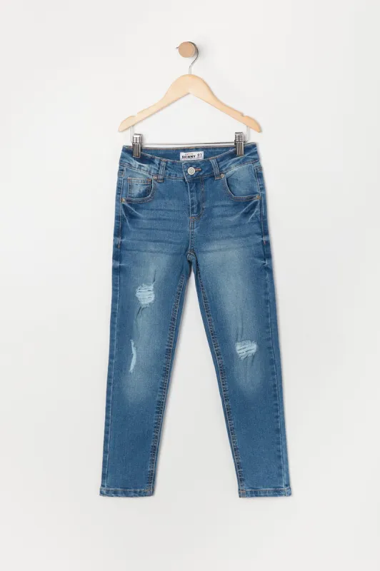 Girls Miami Black Wash Mid Rise Distressed Skinny Jean sold by Urban Planet