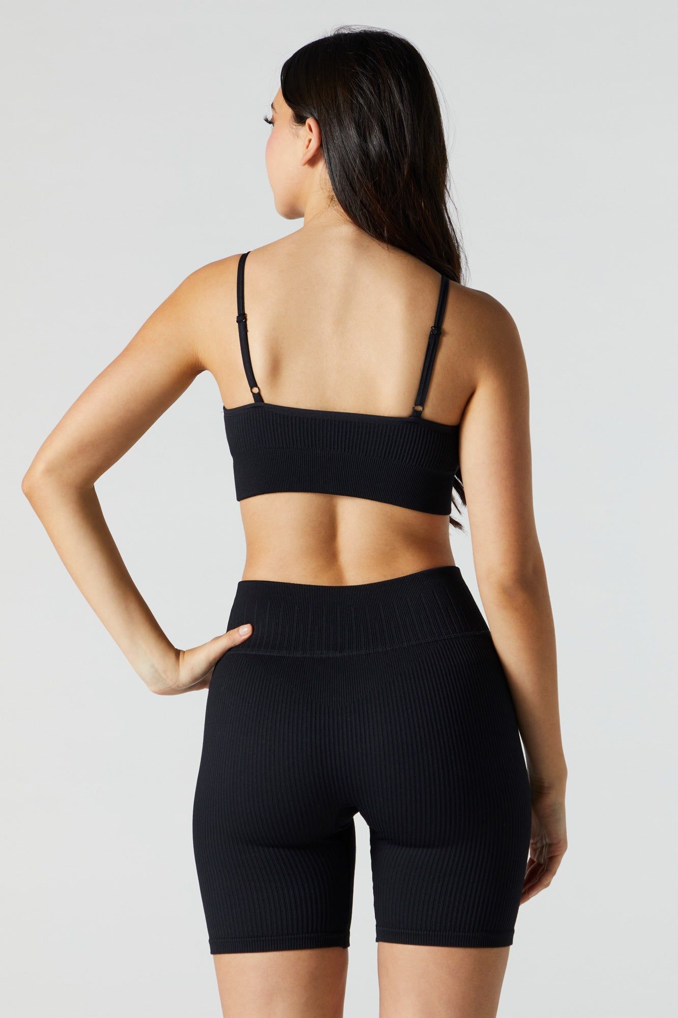 Short de cycliste Sommer Ray noir côtelé sans couture sold by Urban Planet product image thumbnail 2