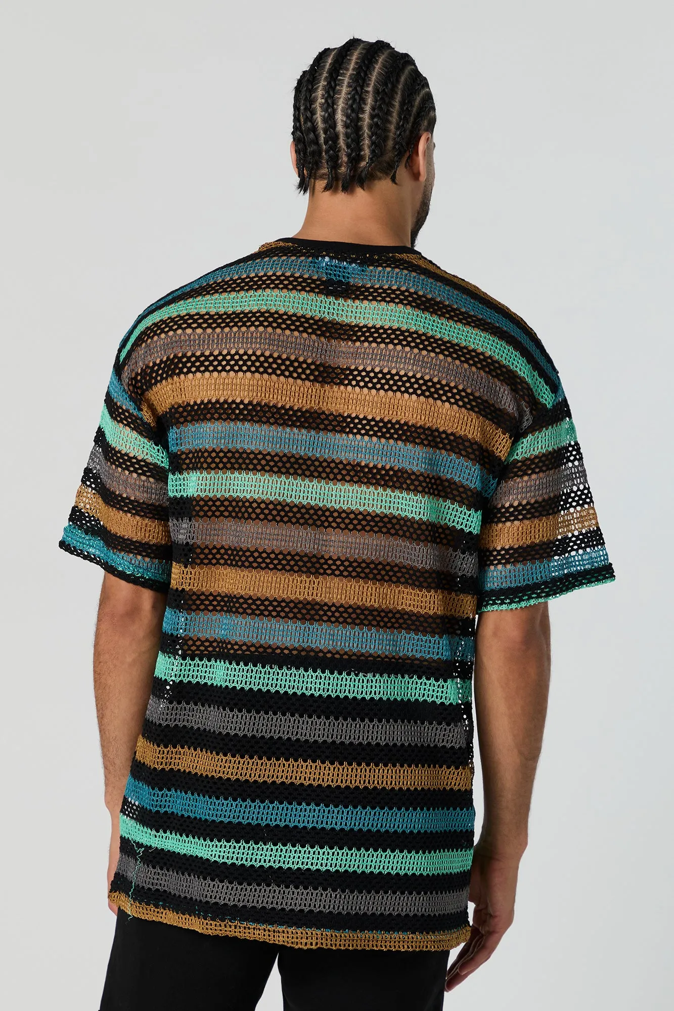 Striped Crochet Crewneck T-Shirt sold by Urban Planet product image thumbnail 2