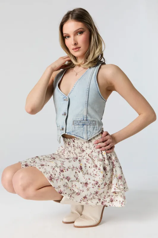 Minijupe volantée fleurie blanche sold by Urban Planet