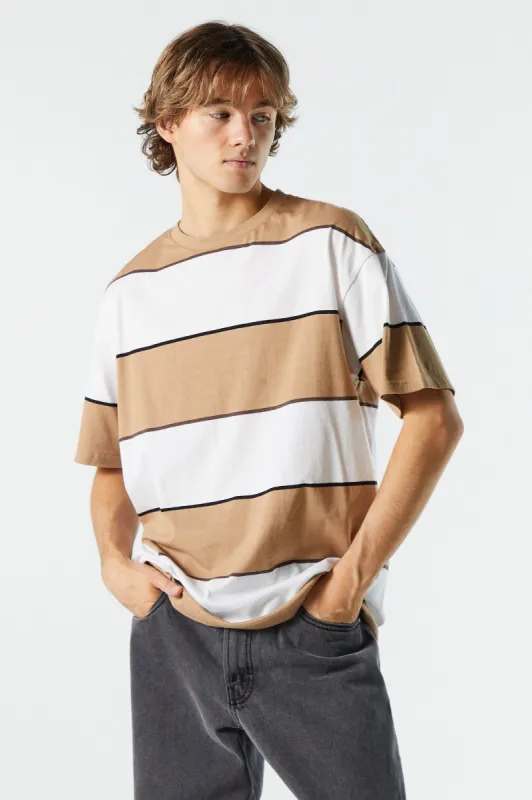 Wide Striped Crewneck T-Shirt sold by Urban Planet