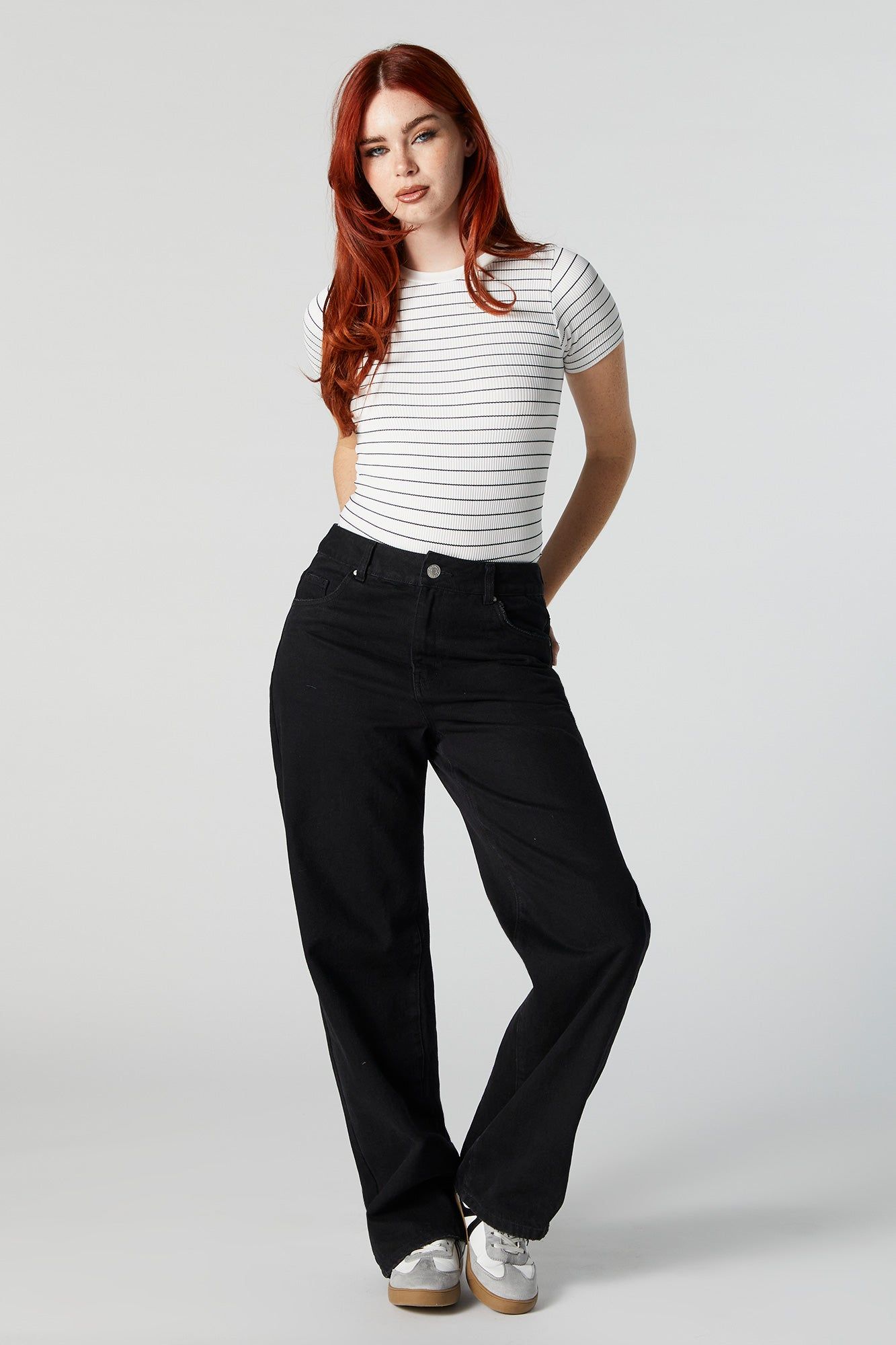 Striped Ribbed Short Sleeve Bodysuit sold by Urban Planet product image thumbnail 4