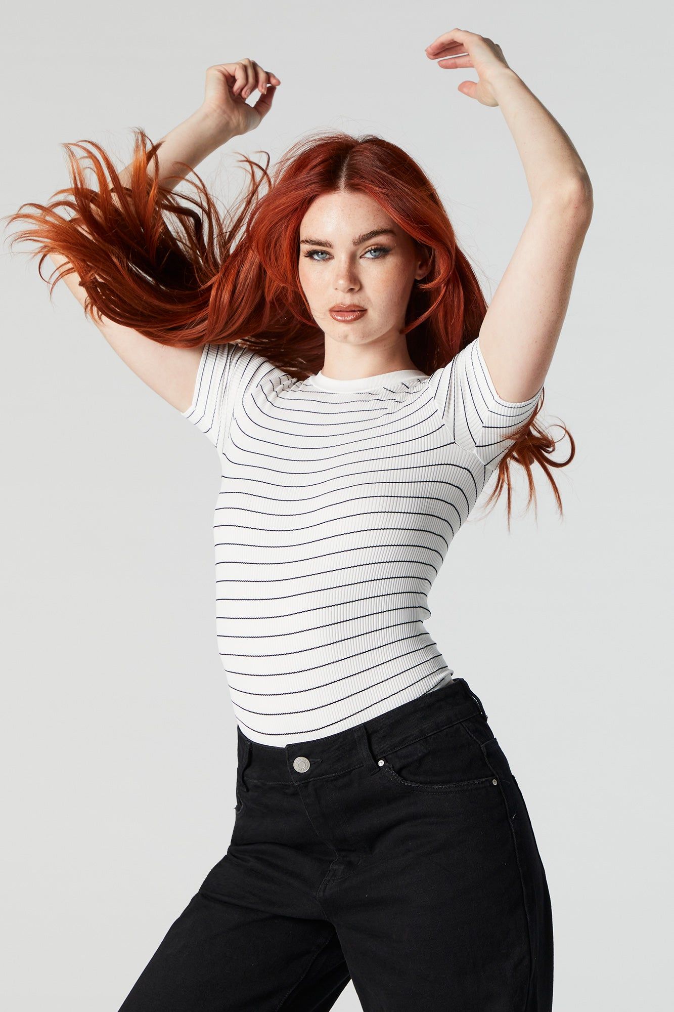 Striped Ribbed Short Sleeve Bodysuit sold by Urban Planet