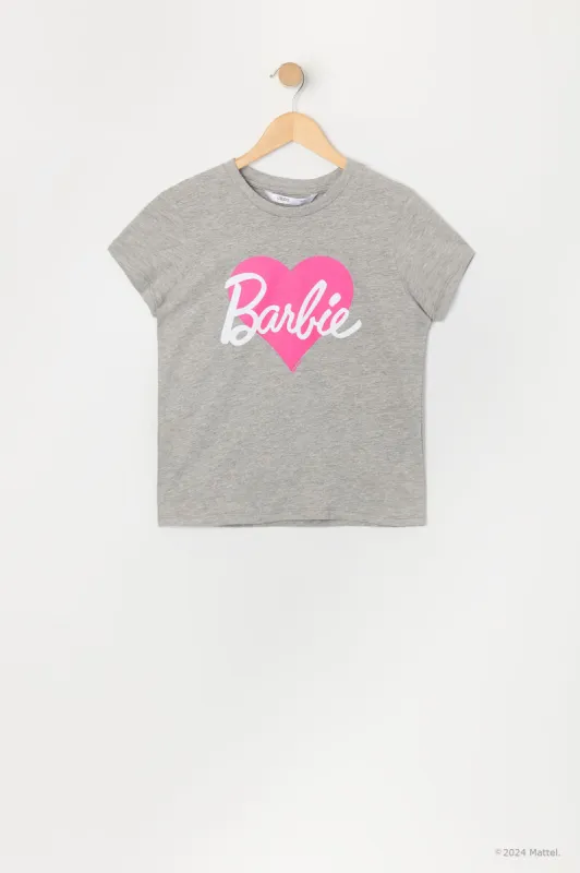 T-shirt gris à imprimé Barbie™ pour filles sold by Urban Planet