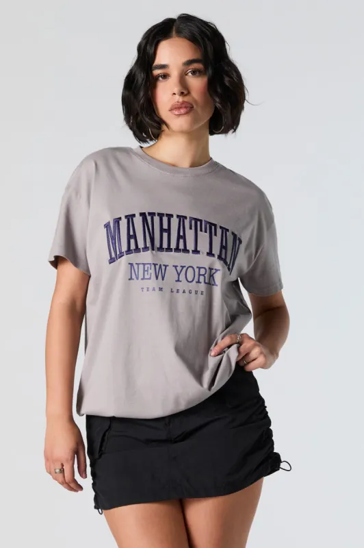 Manhattan Embroidered T-Shirt sold by Urban Planet