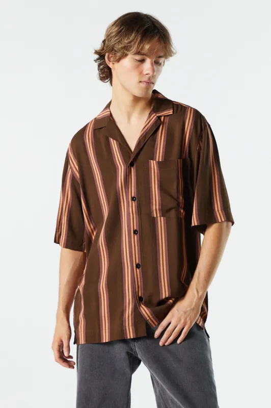 Striped Relaxed Button-Up Top sold by Urban Planet
