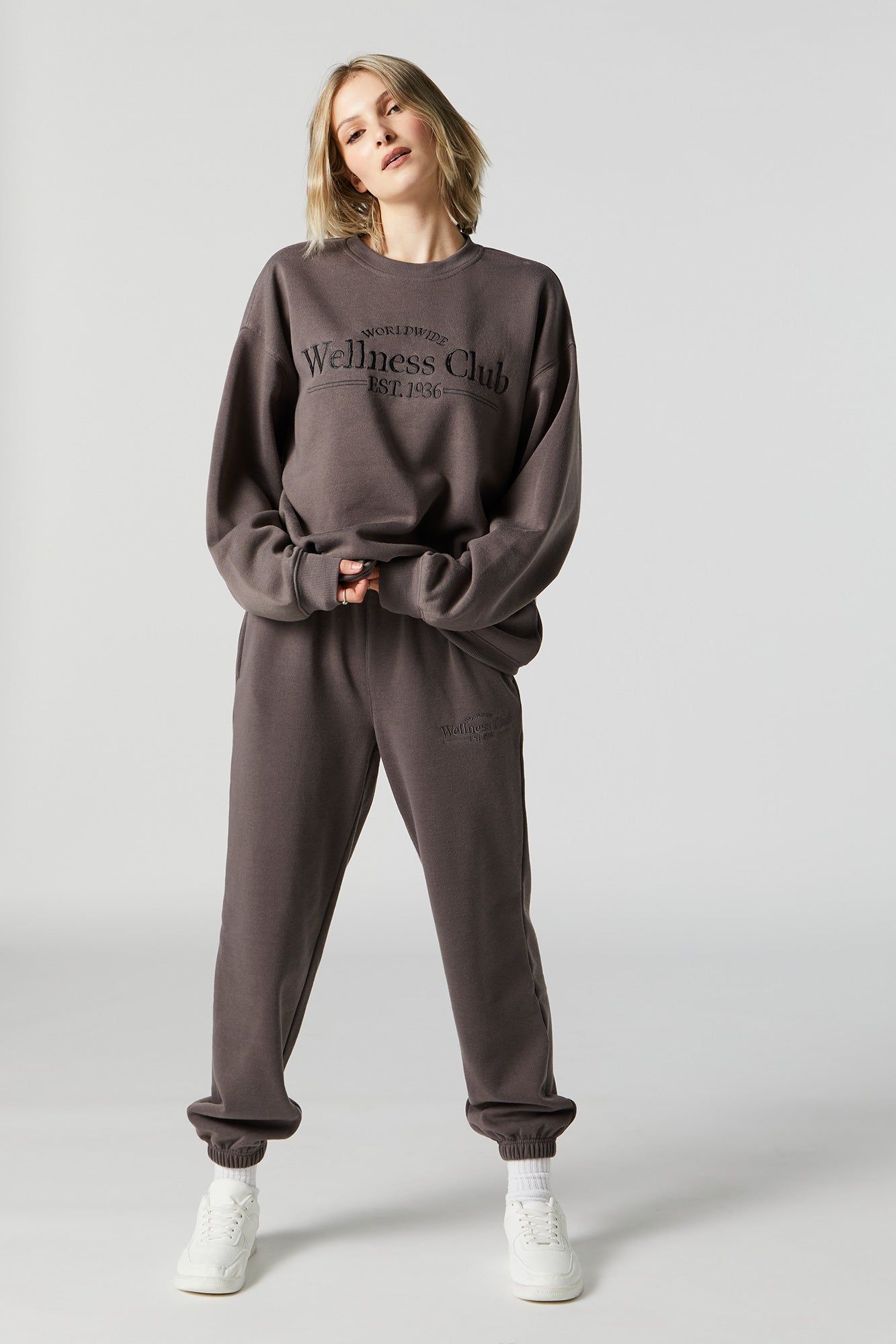 Wellness Club Embroidered Fleece Sweatshirt sold by Urban Planet product image thumbnail 3